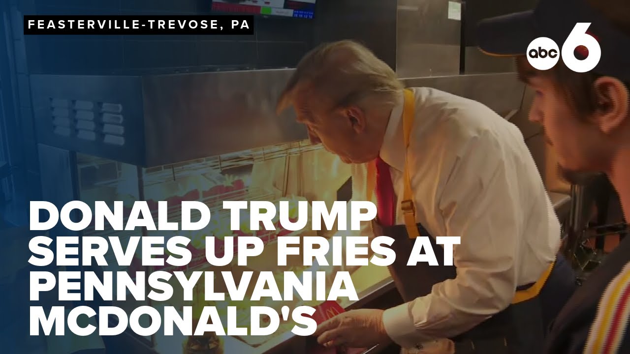 Donald Trump serves up fries at Pennsylvania McDonald's on campaign trail