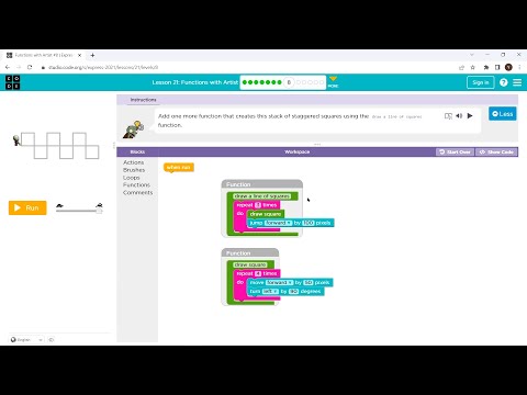 L21-8 |Code.org | Express-2021 | Lesson 21:  Functions with Artist | level 8