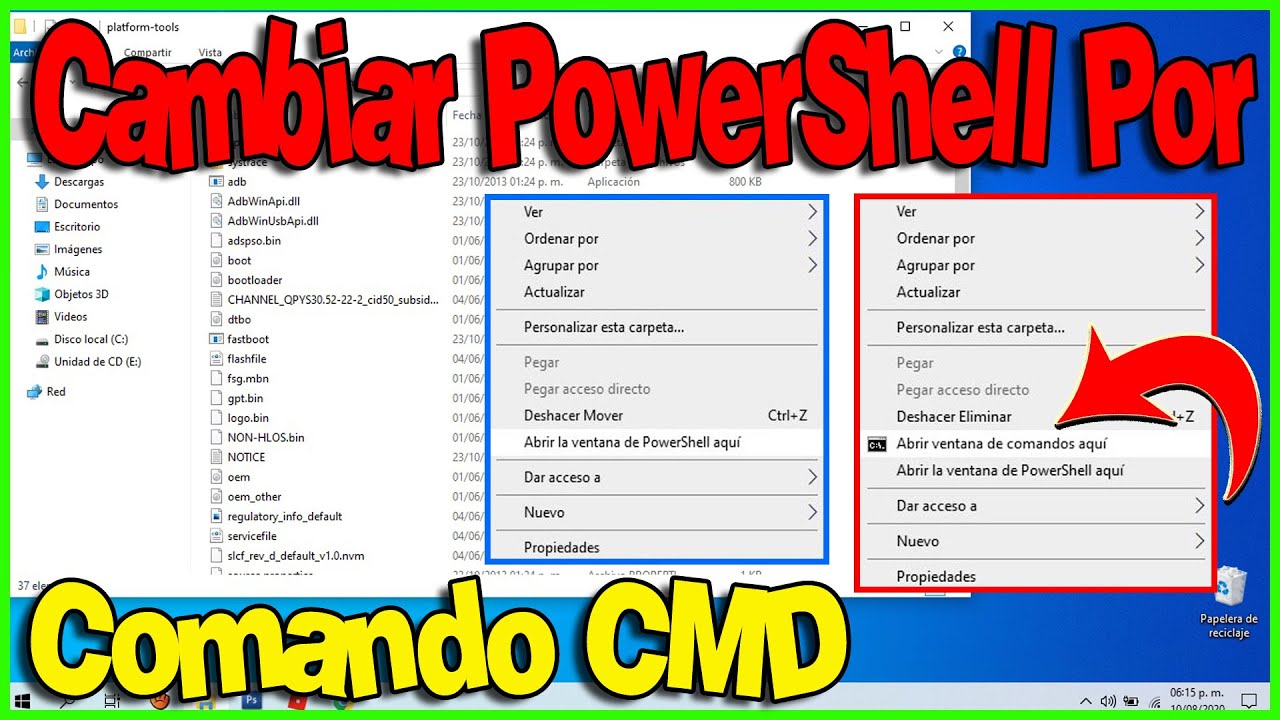 Como Cambiar La Opción De PowerShell a Símbolo De Sistema CMD En Windows 10