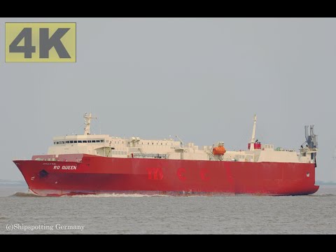 RO QUEEN - Shipspotting Germany 🇩🇪 IMO 9104263 - River Elbe near City Otterndorf - 4K VIDEO
