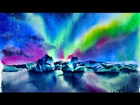 Watercolor Aurora Glacier Demonstration