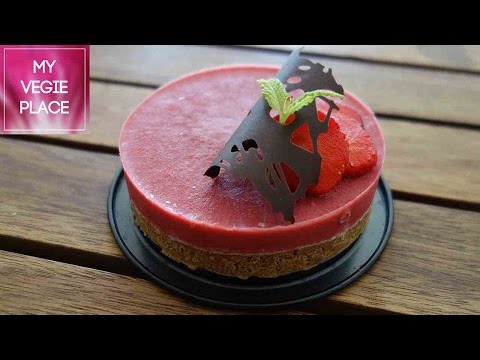 Pastel de fresa raw vegano | Tarta helada