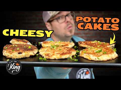 Leftovers? MAKE THESE Cheesy Potato Cakes with Leftover Mashed Potatoes - Easy Griddle Side Dish!