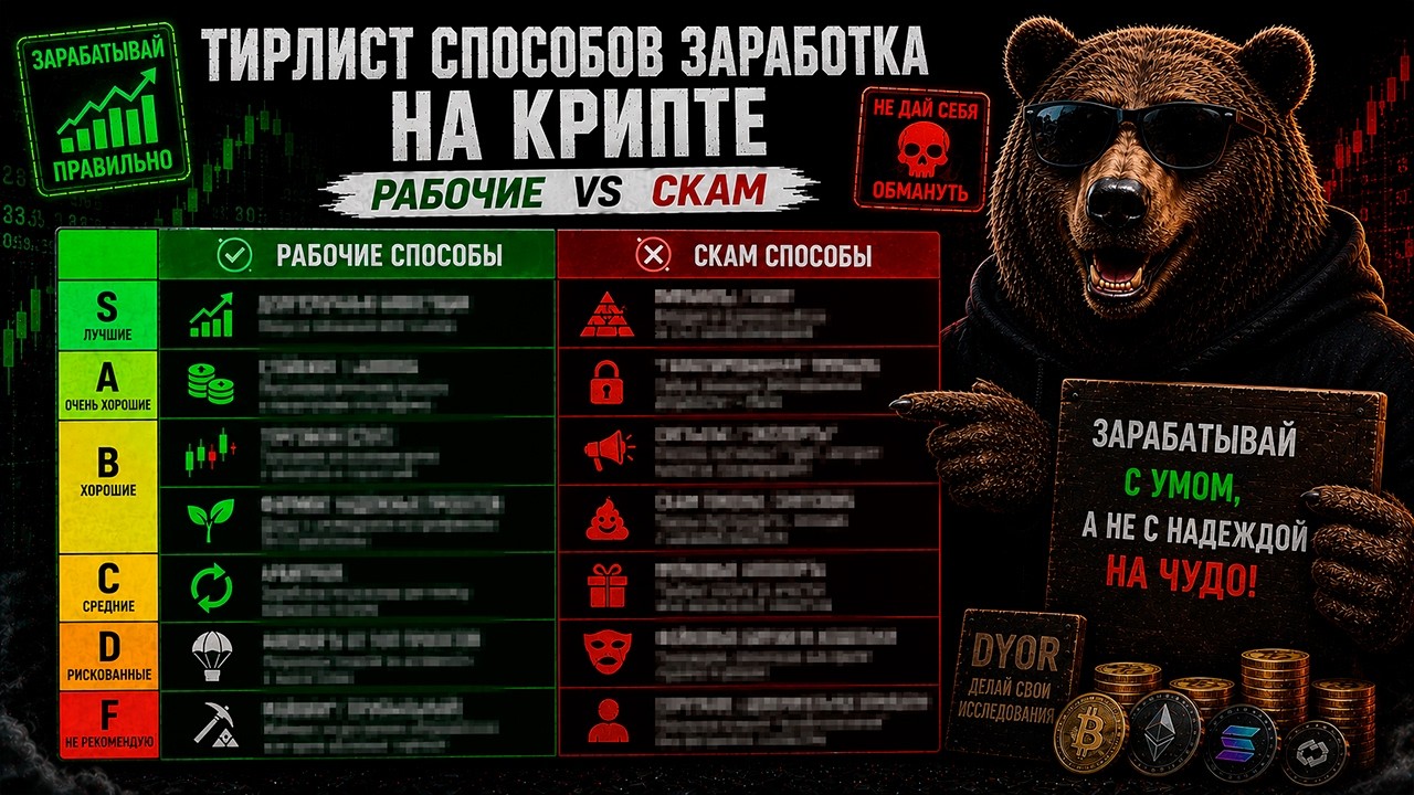 ТИРЛИСТ ЛУЧШИХ И ХУДШИХ СПОСОБОВ ЗАРАБОТКА НА КРИПТЕ В 2026