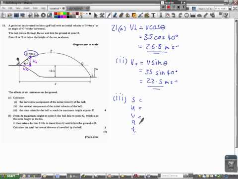 Higher Physics 2003 Q21 Projectiles