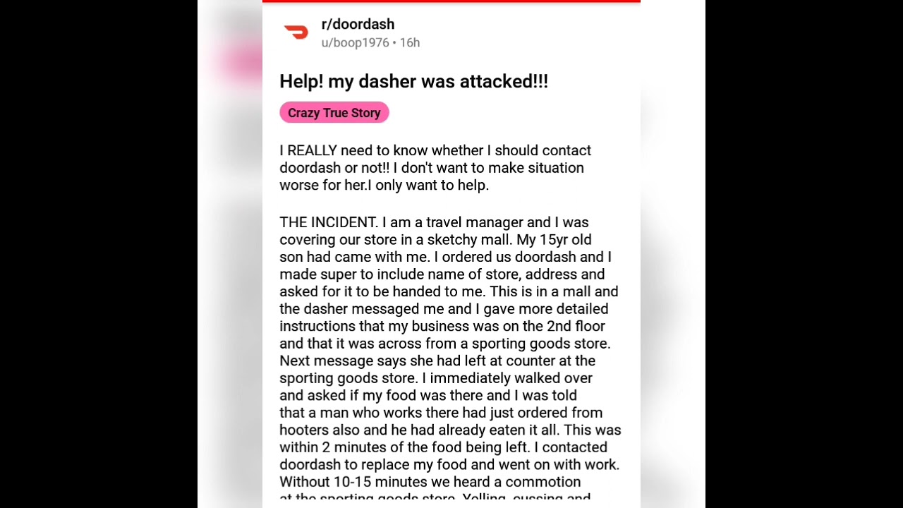 r/doordash/help, my dasher was attacked!!