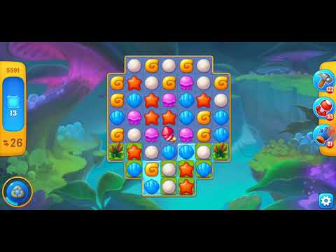 Fishdom. 5591 level no boosters and diamonds. Match-3 element: swamp