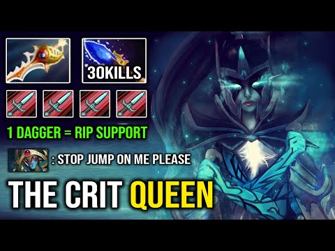 1 DAGGER = 1 DEATH Imba Crit Queen No Mercy For Support with Unreal Rapier + Scepter Jump PA DotA 2