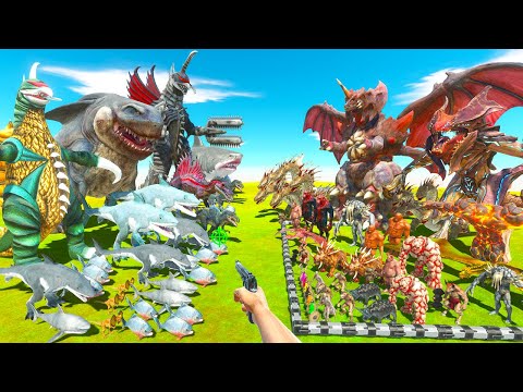 Biggest Sea Monsters FIGHT | Team King Shark vs Fantasy & Infernals - Animal Revolt Battle Simulator