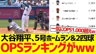 大谷翔平、２試合連続５号ホームラン＆２四球でＯＰＳランキングがｗｗｗｗｗｗｗ