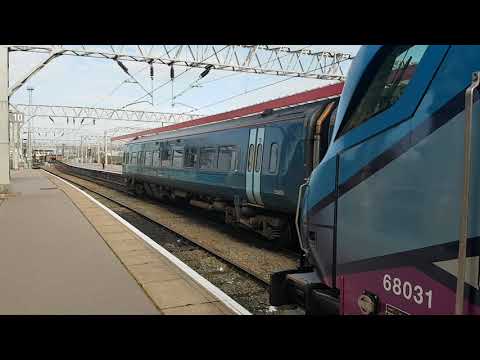 Crewe Railway Station 68031 TPE departs P10 on the 19th Oct 2018