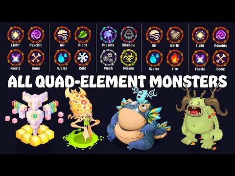 All Quad-Element Monsters (Common, Rare & Epics) | My Singing Monsters