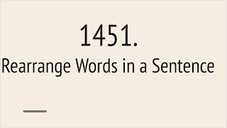 YouTube video 'Rearrange Words in a Sentence (Leetcode 1451)'