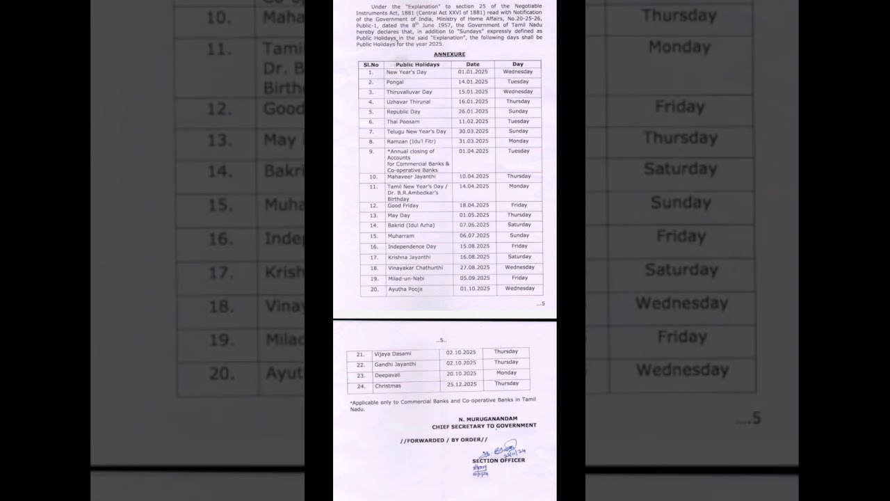 Public Holiday list for 2025 released🔥#holiday #2025 #2025holiday