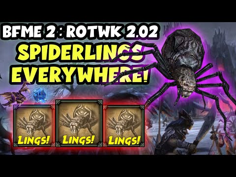 Spiderlings Swarm Over Them ! | Zergling Spiderling Rush Swarm | LotR BfME2 RotWK 2.02 v8.4.0 | 4v4