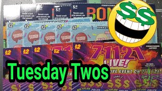 Tuesday Twos.  7,11,21. Bonus Bucks &amp; Scoop Up Some Cash.  Pa Lottery Scratch Tickets