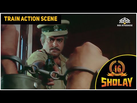 Sholay Train Action Scene | Amitabh, Dharmendra, Sanjeev Kumar | NH Studioz | HD