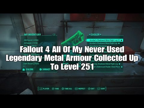 Fallout 4 All Of My Never Used Legendary Metal Armour Collected Up To Level 251