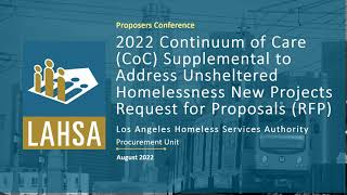 2022 Special Nofo To Address Unsheltered and Rural Homelessness RFP Proposers Conference Recording