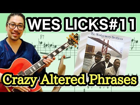 【Jazz Guitar Licks】Wes Montgomery licks#11 Crazy Altered 2-5-1 Chord Progression & Picking technique