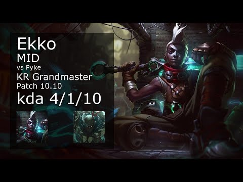 Ekko vs Pyke Mid - KR Grandmaster 4/1/10 Patch 10.10 Gameplay