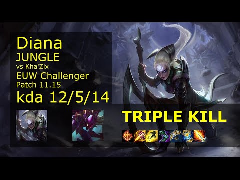 Diana vs Kha'Zix Jungle - EUW Challenger 12/5/14 Patch 11.15 Gameplay