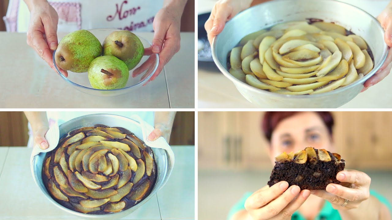TORTA SOFFICE PERE & CIOCCOLATO Ricetta Facile - Dark Chocolate Pear Cake Easy Recipe