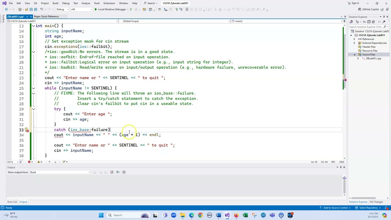CS210 Zybooks Lab851 Hints