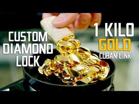Making A Custom Diamond Lock! - "The Next Level" 1 Kilo Gold Cuban Link Chain!