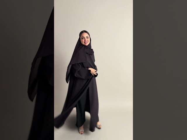 عباية كتان أكمام واسعة بفتحة ناعمة بنفسجي