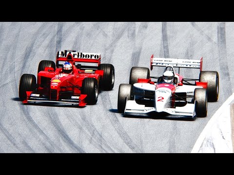 Ferrari F1 1999 vs 1999 Formula Cart at Laguna Seca GP