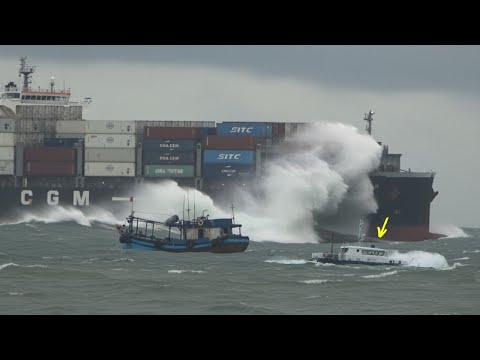 ⚠️ Extreme Storm at Sea! CMA CGM Container Ship Battles Massive Waves