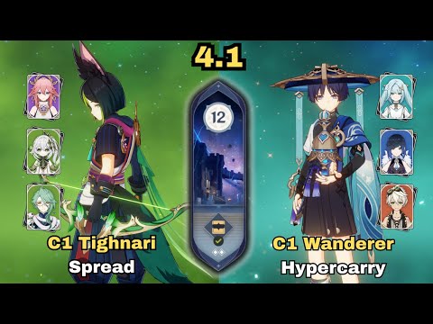 C1 Tighnari Spread & C1 Wanderer Hypercarry | 4.1 Spiral Abyss Floor 12 - 9 Stars