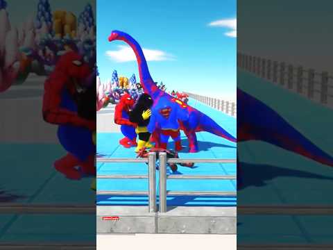 Hero Goro vs Superman Brachio #superman #spiderman #batman #gorilla #brachiosaurus #dinosaur #shorts