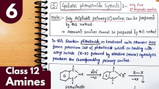 6) Gabriel phthalimide synthesis of primary amines| Preparation of amines| Amines Class12 Chemistry