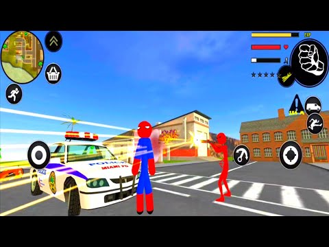 Police Car Chase For Adventure Marvel Epic In Stickman Rope Hero Spider Game