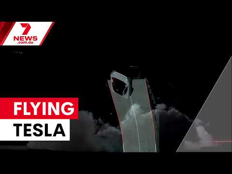 Elon Musk unveils flying Tesla Roadster | 7NEWS