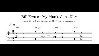 Bill Evans - My Man's Gone Now - Piano Transcription (Sheet Music in Description)