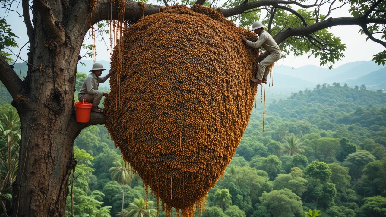Mastering Climbing Skills to Harvest Wild Honey from Dangerous Heights