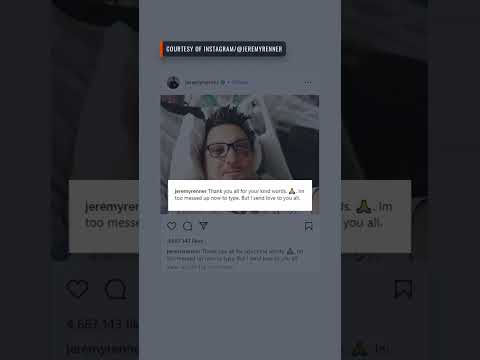 'I'm too messed up now': Jeremy Renner posts first selfie after snow