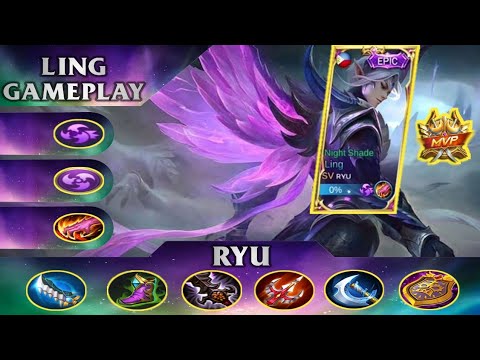 86.1% Winrate Night Shade Ling Best Build 2021 | Top 1 Global Ling Gameplay by RYU  | mlbb