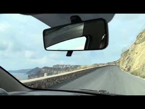 Greece Santorini Driving from Athinios Ferry Port to Fira central