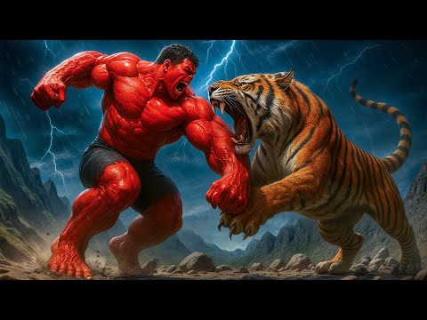 HULK RED vs TIGER - HULK RED Saves Puppy 🦍🦁🐶 HULK movie Bigfoot movie