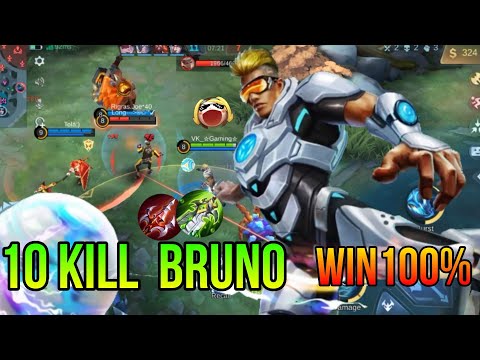 10  Kills!! One Shot Build BrunoCrazy Critical Damage!! - Build Top 1Global Bruno MLBB