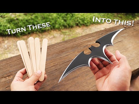 How to make BATMAN Batarang using popsicle sticks without power tools! FREE Templates!
