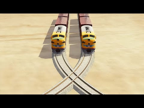 Trains Vs Weird Overlapping Rail Tracks - BeamNG.Drive