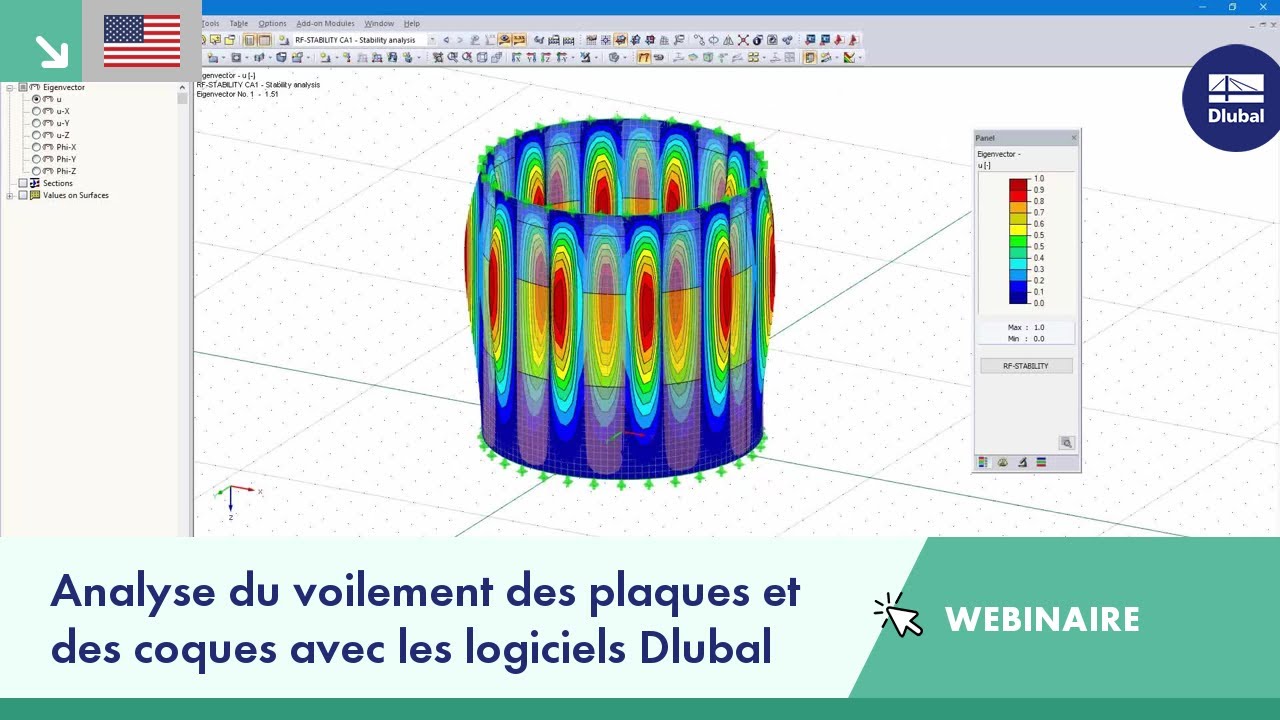 Analyse du voilement des plaques et des coques avec les logiciels Dlubal