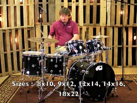 DW Collector's Series Shell Pack Solid Black Lacquer Custom Finish w/ Chrome Hardware