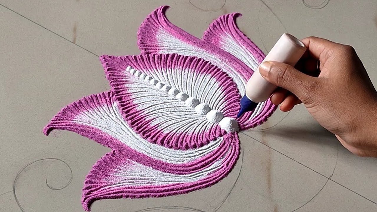 Lotus flower rangoli design for vasant panchami by sangeeta
