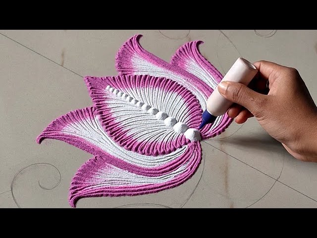 Lotus flower rangoli design for vasant panchami by sangeeta